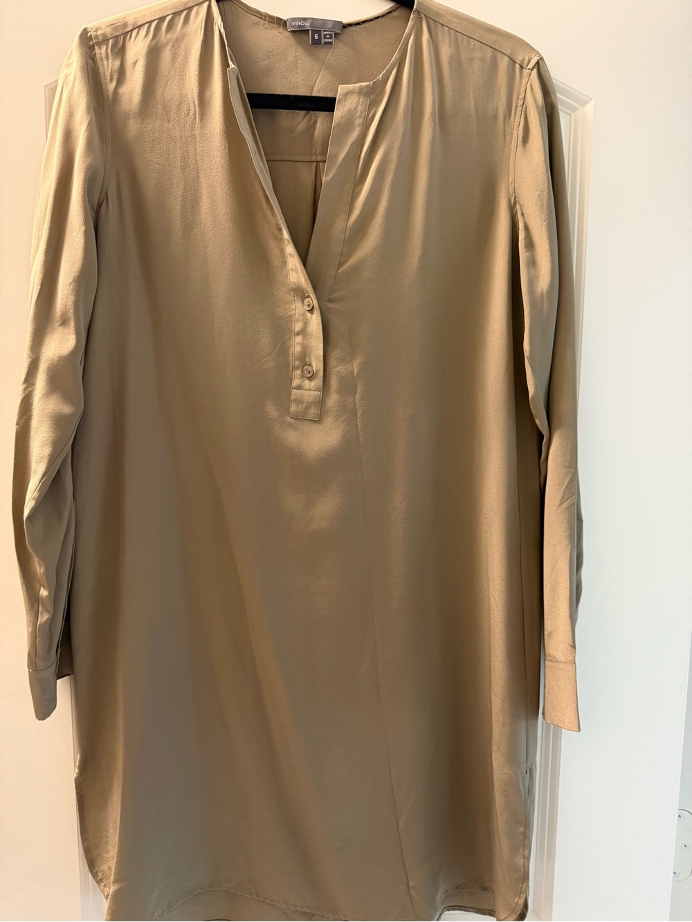 Vince Silk Tunic in Taupe Beige